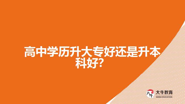 高中學(xué)歷升大專好還是升本科好？