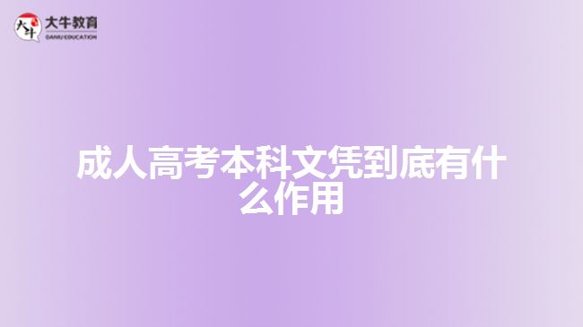 成人高考本科文憑作用