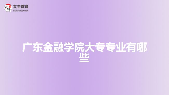 廣東金融學(xué)院大專專業(yè)有哪些