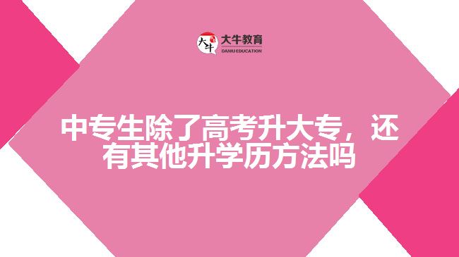 中專生除了高考升大專外，還有其他升學(xué)歷的方法嗎