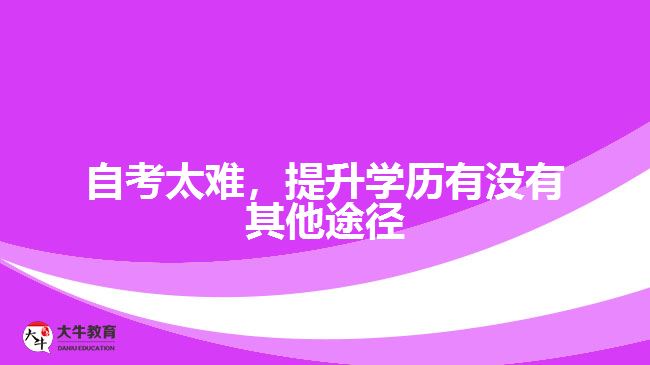 自考太難，提升學(xué)歷有沒有其他途徑