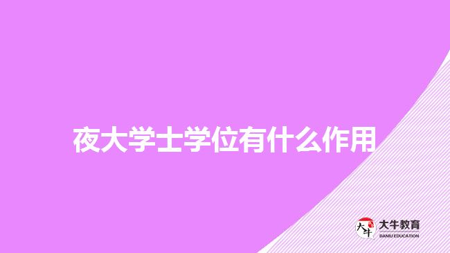 夜大學(xué)士學(xué)位有什么作用