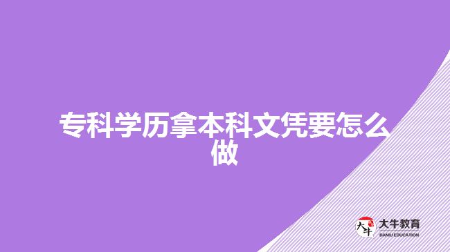 專科學歷拿本科文憑要怎么做