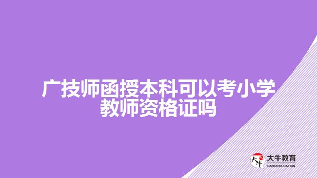 廣技師函授本科可以考小學(xué)教師資格證嗎