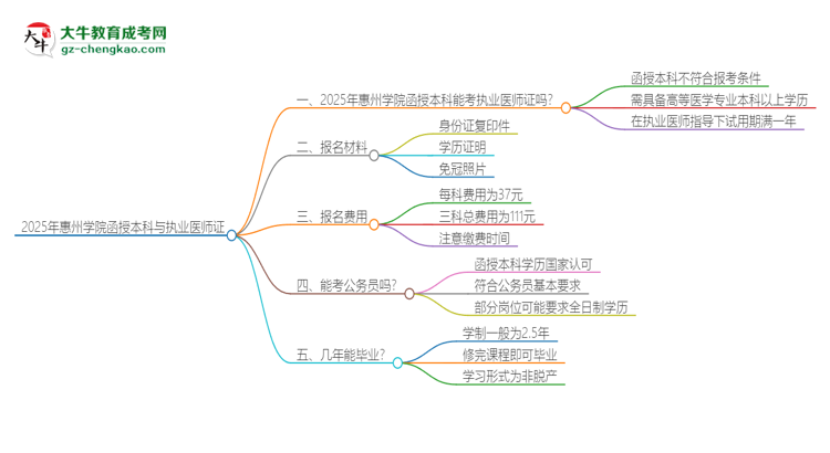 2025年惠州學(xué)院函授本科學(xué)歷能考執(zhí)業(yè)醫(yī)師證嗎？思維導(dǎo)圖