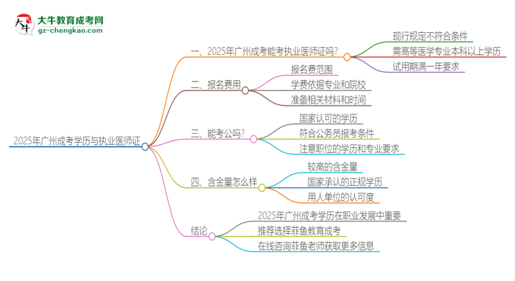 2025年廣州成考學(xué)歷也能考執(zhí)業(yè)醫(yī)師證嗎？思維導(dǎo)圖