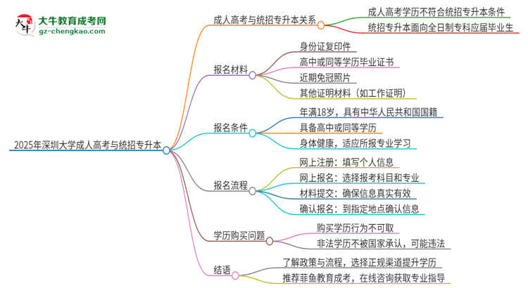 2025年深圳大學(xué)考完成人高考還能參加統(tǒng)招專升本嗎？思維導(dǎo)圖