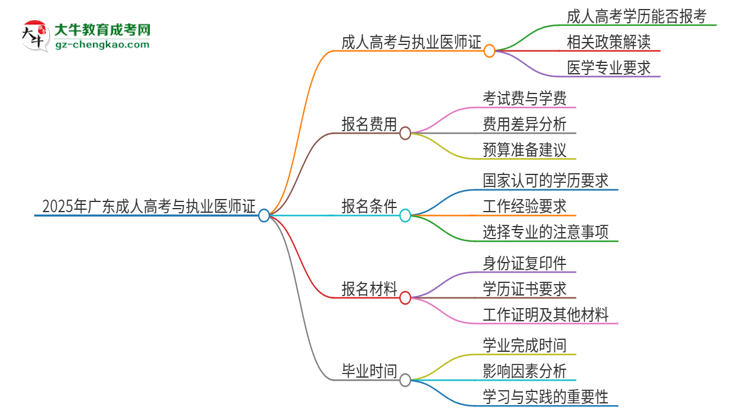 2025年廣東技術(shù)師范大學(xué)的成人高考學(xué)歷能報(bào)考執(zhí)業(yè)醫(yī)師證嗎？思維導(dǎo)圖