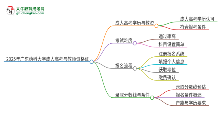 2025年廣東藥科大學成人高考能考教資嗎？思維導圖