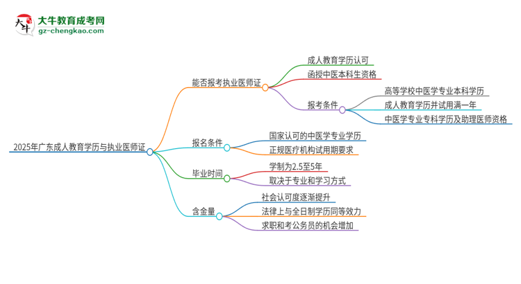 2025年廣東石油化工學(xué)院的成人高考學(xué)歷能報(bào)考執(zhí)業(yè)醫(yī)師證嗎？思維導(dǎo)圖