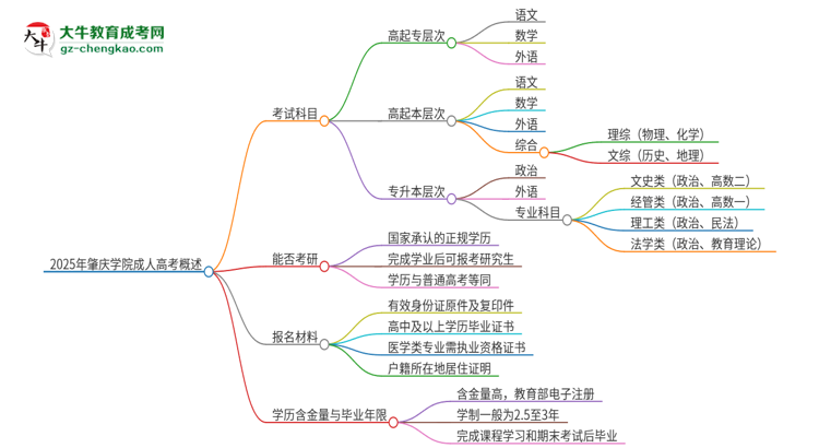 2025年肇慶學(xué)院成人高考入學(xué)考試考幾科？思維導(dǎo)圖