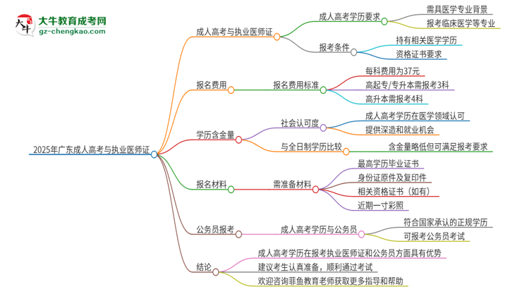 2025年廣東第二師范學(xué)院的成人高考學(xué)歷能報考執(zhí)業(yè)醫(yī)師證嗎？思維導(dǎo)圖