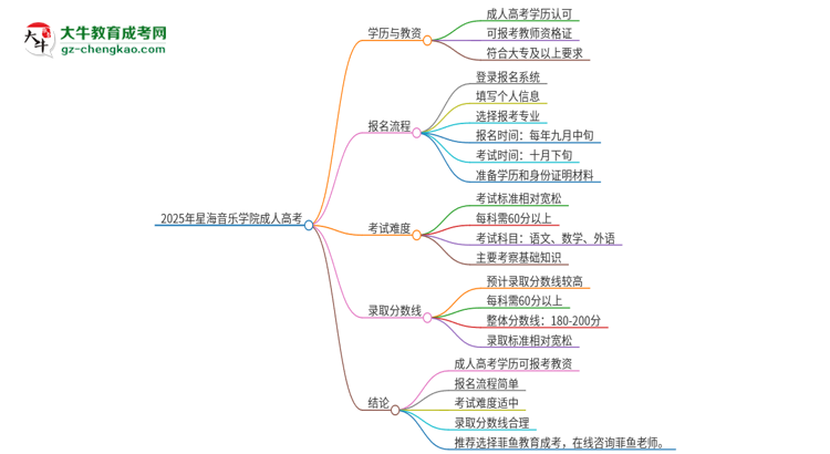 2025年星海音樂(lè)學(xué)院成人高考能考教資嗎？思維導(dǎo)圖