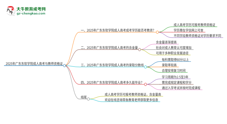 2025年廣東東軟學院成人高考能考教資嗎？思維導圖