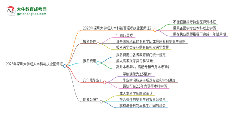 2025年深圳大學(xué)成人本科可否報(bào)考執(zhí)業(yè)醫(yī)師資格證？思維導(dǎo)圖