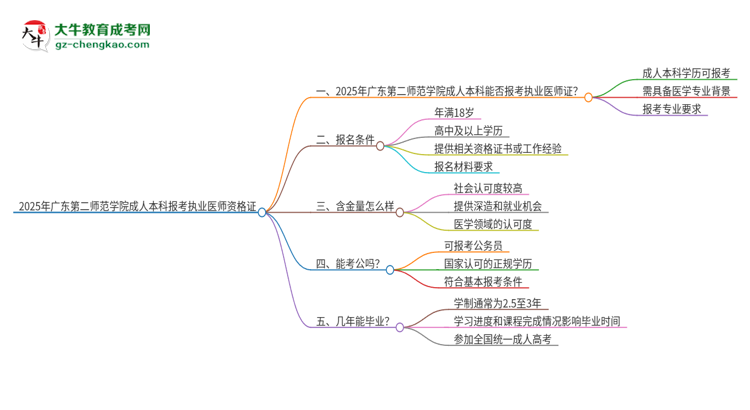 2025年廣東第二師范學(xué)院成人本科可否報(bào)考執(zhí)業(yè)醫(yī)師資格證？思維導(dǎo)圖