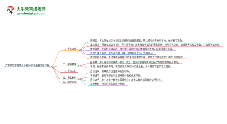 廣東東軟學(xué)院成人本科2025年報(bào)名流程詳解思維導(dǎo)圖