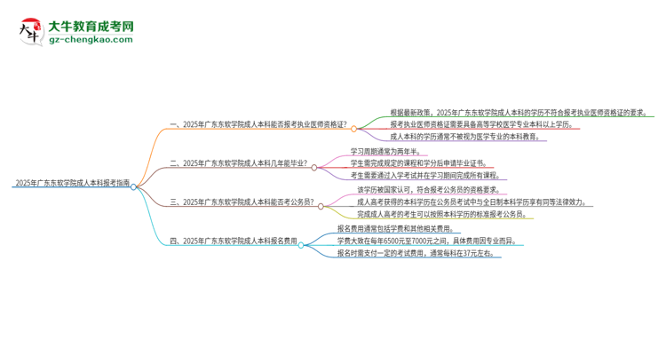 2025年廣東東軟學院成人本科可否報考執(zhí)業(yè)醫(yī)師資格證？思維導圖