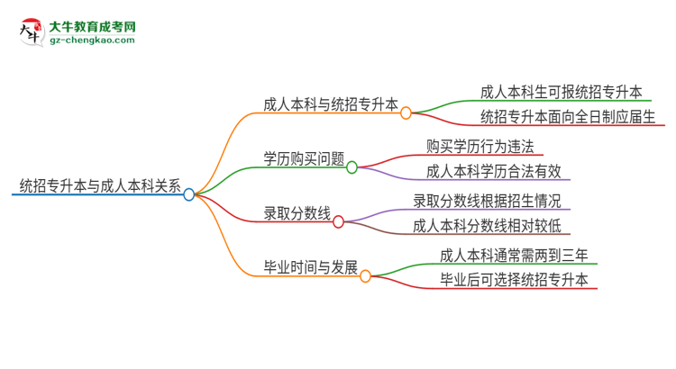 參加2025年廣州商學院成人本科考試后還能報統(tǒng)招專升本嗎？思維導(dǎo)圖