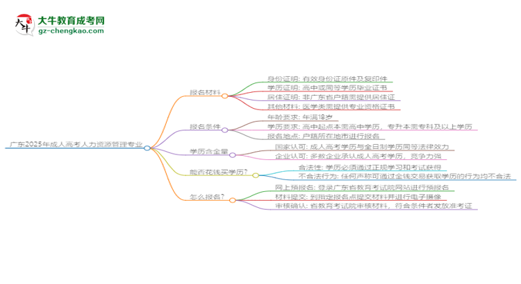 廣東2025年成人高考人力資源管理專業(yè)學(xué)歷能考公嗎？思維導(dǎo)圖