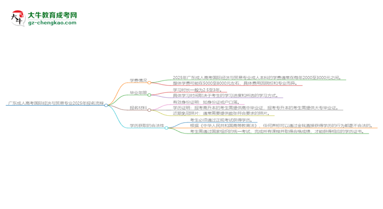 廣東成人高考國(guó)際經(jīng)濟(jì)與貿(mào)易專業(yè)2025年報(bào)名流程思維導(dǎo)圖