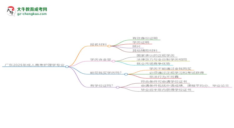 廣東2025年成人高考護(hù)理學(xué)專業(yè)學(xué)歷能考公嗎？思維導(dǎo)圖