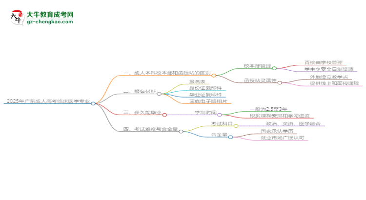 2025年廣東成人高考臨床醫(yī)學(xué)專業(yè)學(xué)費(fèi)標(biāo)準(zhǔn)最新公布思維導(dǎo)圖