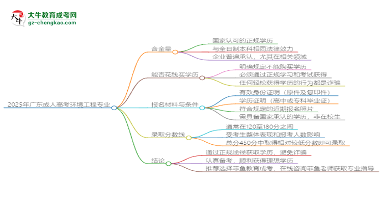 2025年廣東成人高考環(huán)境工程專業(yè)學(xué)歷花錢能買到嗎？思維導(dǎo)圖