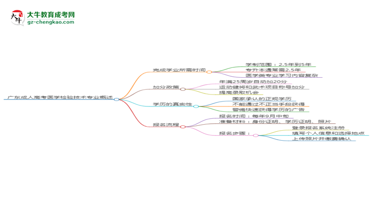 廣東成人高考醫(yī)學(xué)檢驗(yàn)技術(shù)專(zhuān)業(yè)需多久完成并拿證？（2025年新）思維導(dǎo)圖