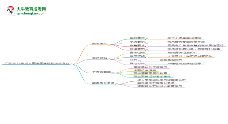 廣東2025年成人高考醫(yī)學(xué)檢驗技術(shù)專業(yè)學(xué)歷能考公嗎？思維導(dǎo)圖