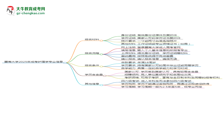 暨南大學2025年成考護理學專業(yè)生可不可以考四六級？思維導圖