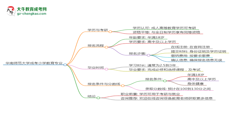 華南師范大學(xué)2025年成考小學(xué)教育專業(yè)能考研究生嗎？思維導(dǎo)圖