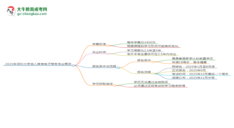 2025年深圳大學成考電子商務專業(yè)最新學費標準多少思維導圖