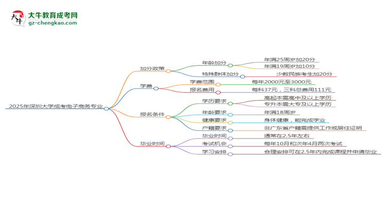 2025年深圳大學成考電子商務專業(yè)最新加分政策及條件思維導圖