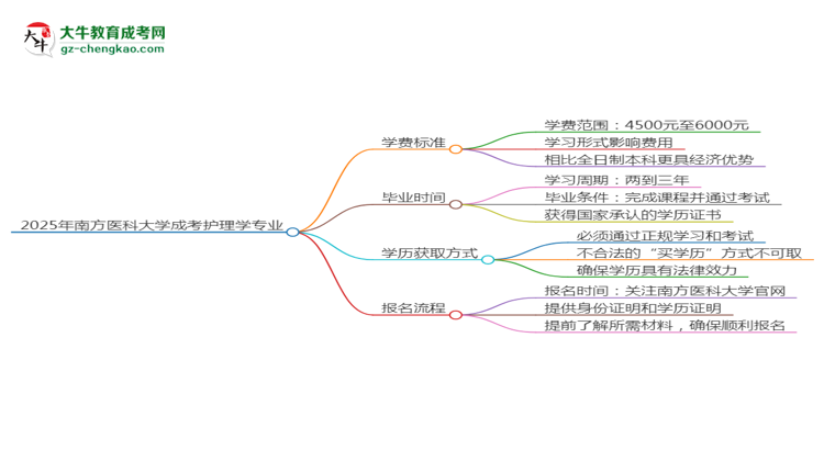 2025年南方醫(yī)科大學(xué)成考護(hù)理學(xué)專業(yè)最新學(xué)費(fèi)標(biāo)準(zhǔn)多少思維導(dǎo)圖