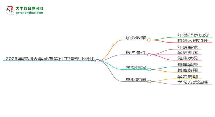 2025年深圳大學成考軟件工程專業(yè)最新加分政策及條件思維導圖