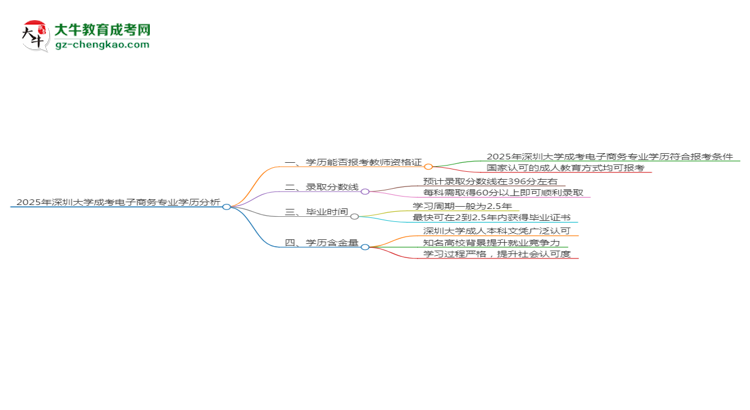 2025年深圳大學(xué)成考電子商務(wù)專業(yè)學(xué)歷能報(bào)考教資嗎？思維導(dǎo)圖