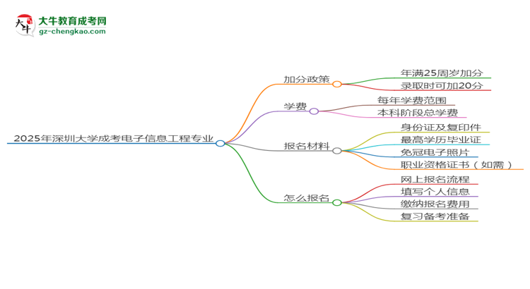 2025年深圳大學(xué)成考電子信息工程專業(yè)最新加分政策及條件思維導(dǎo)圖