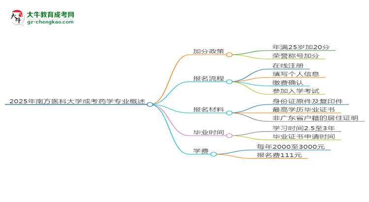 2025年南方醫(yī)科大學(xué)成考藥學(xué)專業(yè)最新加分政策及條件思維導(dǎo)圖