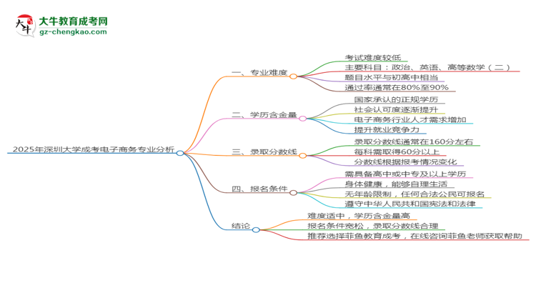 2025年深圳大學(xué)成考電子商務(wù)專業(yè)難不難？思維導(dǎo)圖