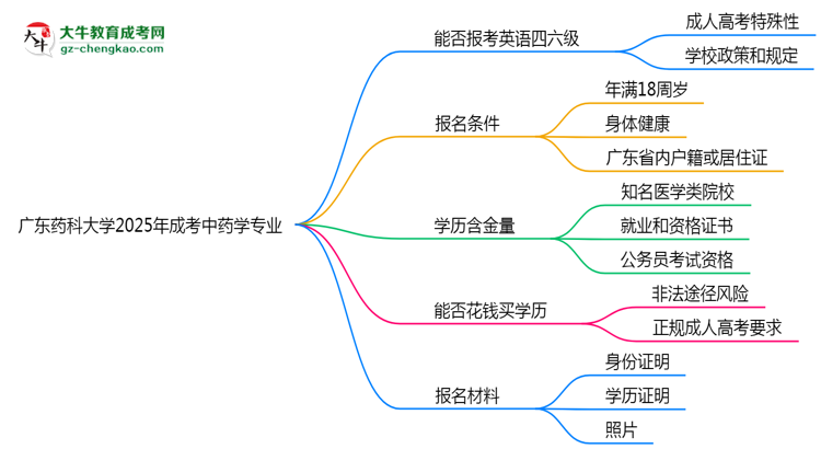 廣東藥科大學(xué)2025年成考中藥學(xué)專業(yè)生可不可以考四六級(jí)？思維導(dǎo)圖