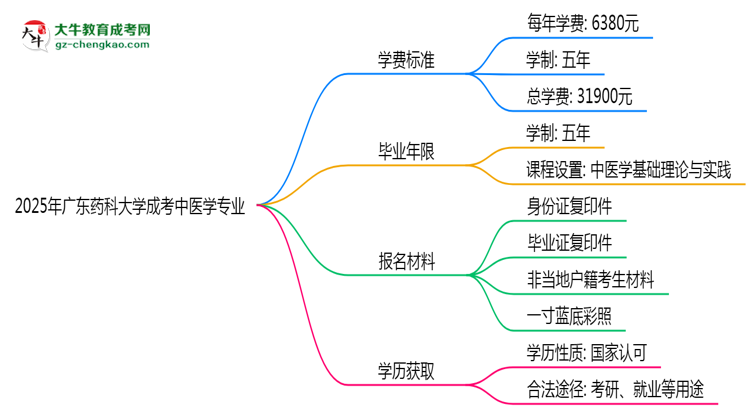 2025年廣東藥科大學(xué)成考中醫(yī)學(xué)專業(yè)最新學(xué)費標準多少思維導(dǎo)圖