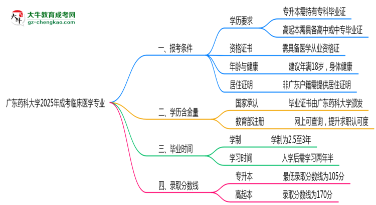 廣東藥科大學(xué)2025年成考臨床醫(yī)學(xué)專業(yè)報(bào)考條件是什么思維導(dǎo)圖