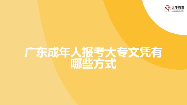 廣東成年人報(bào)考大專文憑有哪些方式