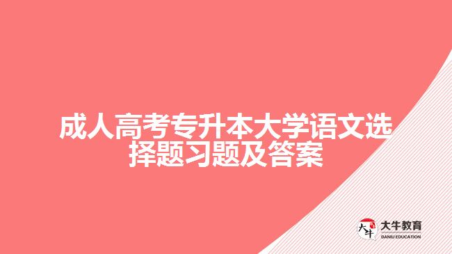 成人高考專升本大學語文選擇題習題及答案