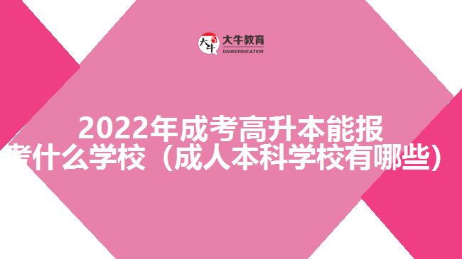 2022年成考高升本能報考什么學(xué)校（成人本科學(xué)校有哪些）