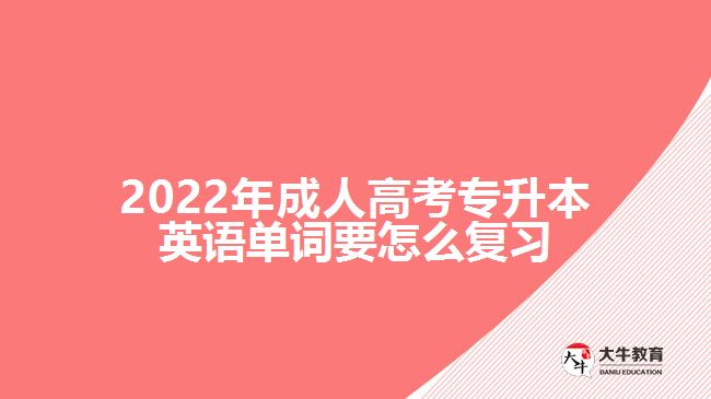 2022年成人高考專升本英語單詞要怎么復(fù)習(xí)