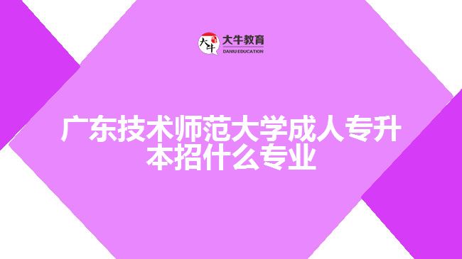 廣東技術(shù)師范大學成人專升本招生專業(yè)