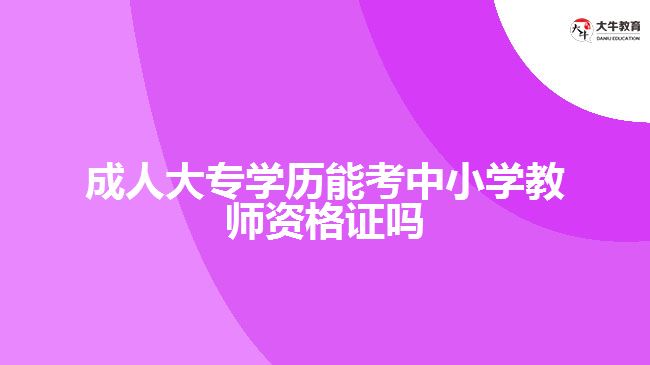 成人大專學歷能考中小學教師資格證嗎