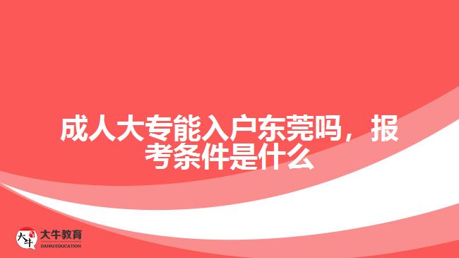 成人大專能入戶東莞嗎，報(bào)考條件是什么